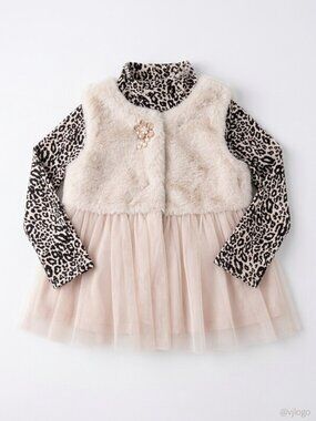 First Impressions Baby Girls 2-Pc. Faux-Fur Vest, Tulle-Hem Tunic, Size 24M